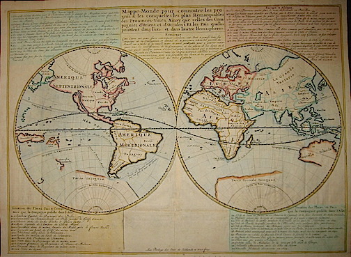 Anonimo  Mappe-Monde pour connoitre les progres & les conquestes les plus remarquables des Provinces-Unies... 1670 ca. Parigi o Amsterdam 